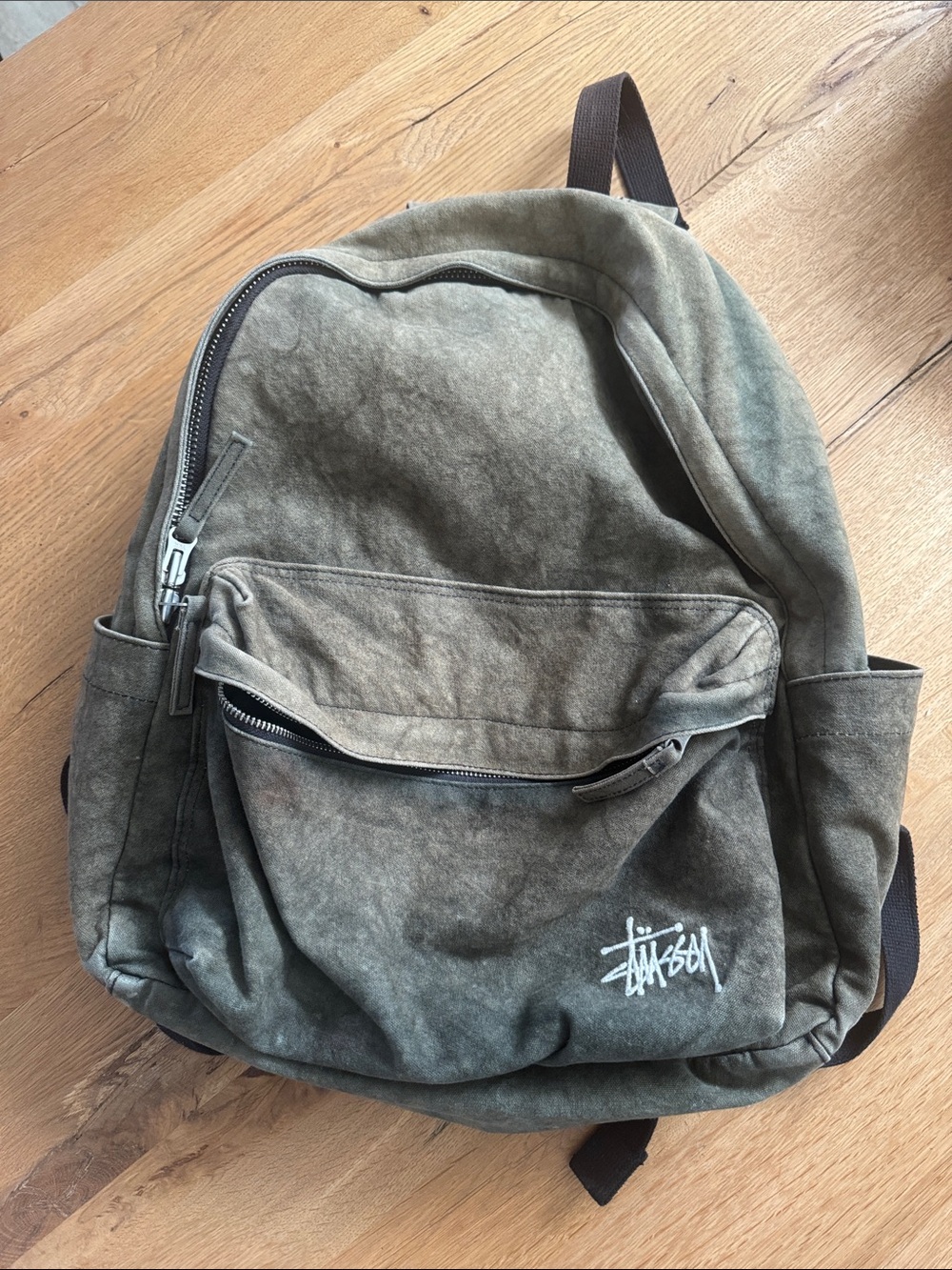 Stussy canvas backpack washed black